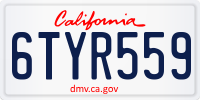 CA license plate 6TYR559