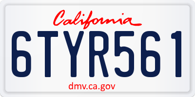 CA license plate 6TYR561