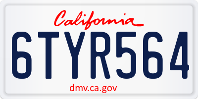 CA license plate 6TYR564