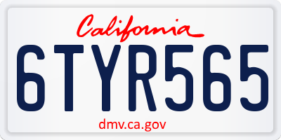 CA license plate 6TYR565