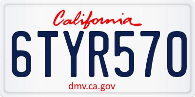 CA license plate 6TYR570