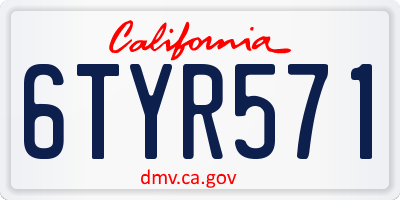 CA license plate 6TYR571