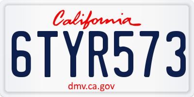 CA license plate 6TYR573