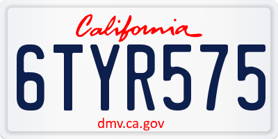 CA license plate 6TYR575