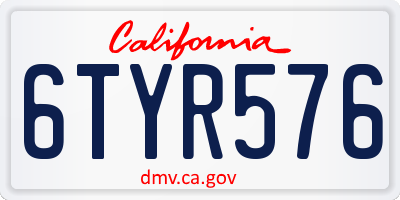 CA license plate 6TYR576