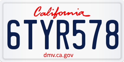 CA license plate 6TYR578
