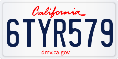 CA license plate 6TYR579