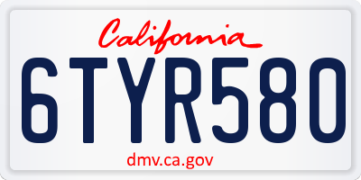 CA license plate 6TYR580