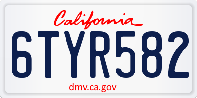 CA license plate 6TYR582