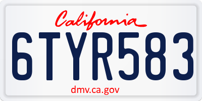 CA license plate 6TYR583