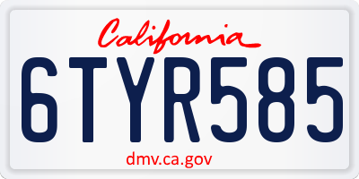 CA license plate 6TYR585
