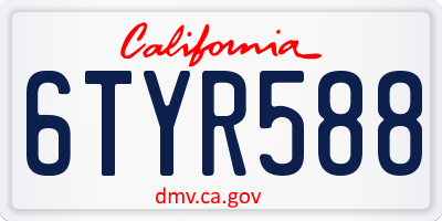 CA license plate 6TYR588