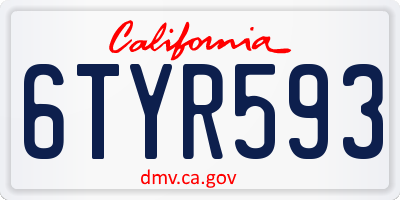 CA license plate 6TYR593