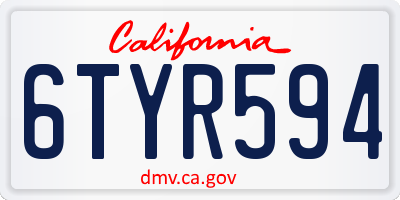 CA license plate 6TYR594