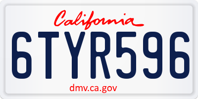 CA license plate 6TYR596