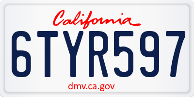 CA license plate 6TYR597