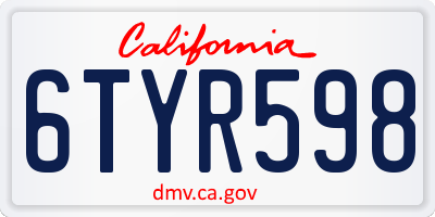 CA license plate 6TYR598