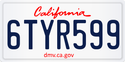 CA license plate 6TYR599