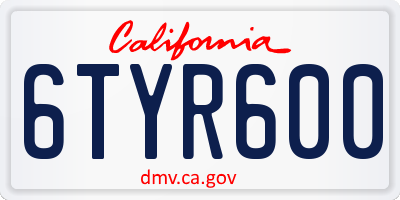 CA license plate 6TYR600