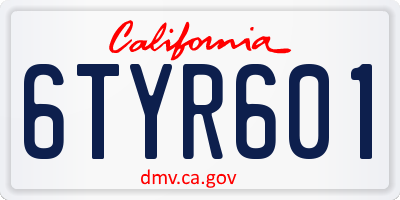 CA license plate 6TYR601
