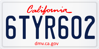 CA license plate 6TYR602