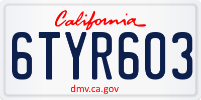CA license plate 6TYR603