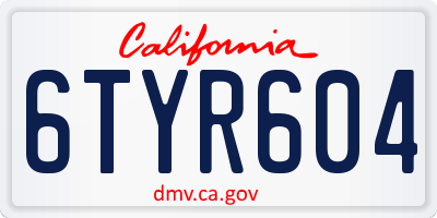 CA license plate 6TYR604