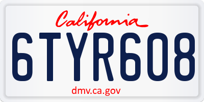 CA license plate 6TYR608