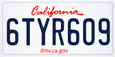 CA license plate 6TYR609