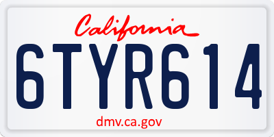 CA license plate 6TYR614
