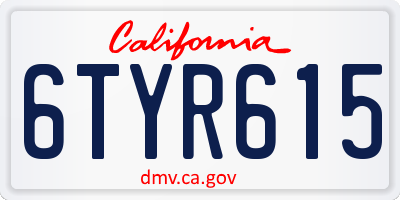 CA license plate 6TYR615