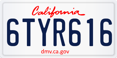 CA license plate 6TYR616