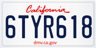 CA license plate 6TYR618