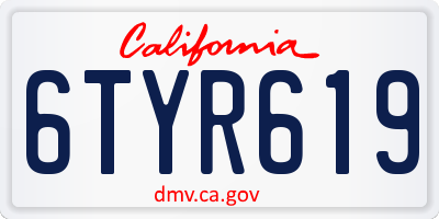 CA license plate 6TYR619