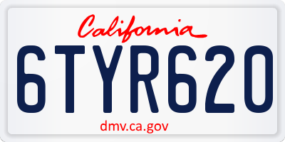 CA license plate 6TYR620