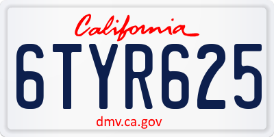 CA license plate 6TYR625
