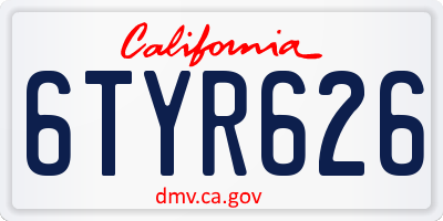 CA license plate 6TYR626