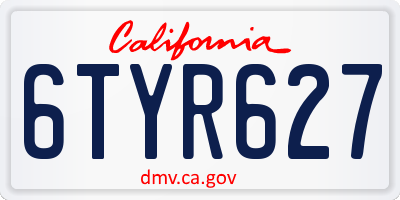 CA license plate 6TYR627