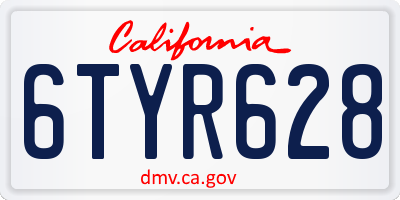 CA license plate 6TYR628