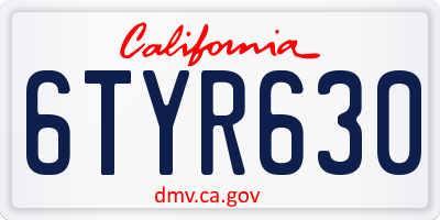 CA license plate 6TYR630