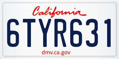 CA license plate 6TYR631