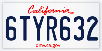 CA license plate 6TYR632