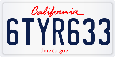 CA license plate 6TYR633