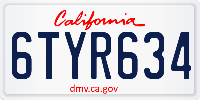 CA license plate 6TYR634