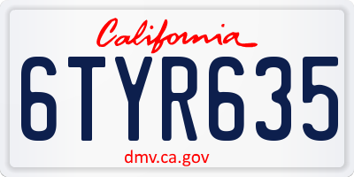 CA license plate 6TYR635