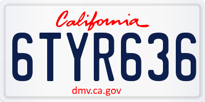 CA license plate 6TYR636