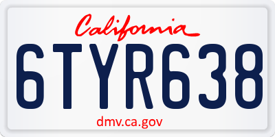 CA license plate 6TYR638