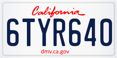 CA license plate 6TYR640
