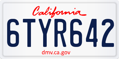 CA license plate 6TYR642