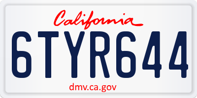 CA license plate 6TYR644